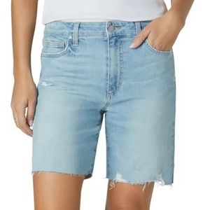 JOES JEAN Shorts Distressed Mid Rise Light Wash Denim Bermuda Length